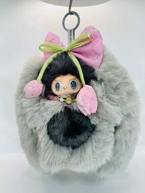 (15) Handmade high-quality Labubu inspired, plush doll keychain